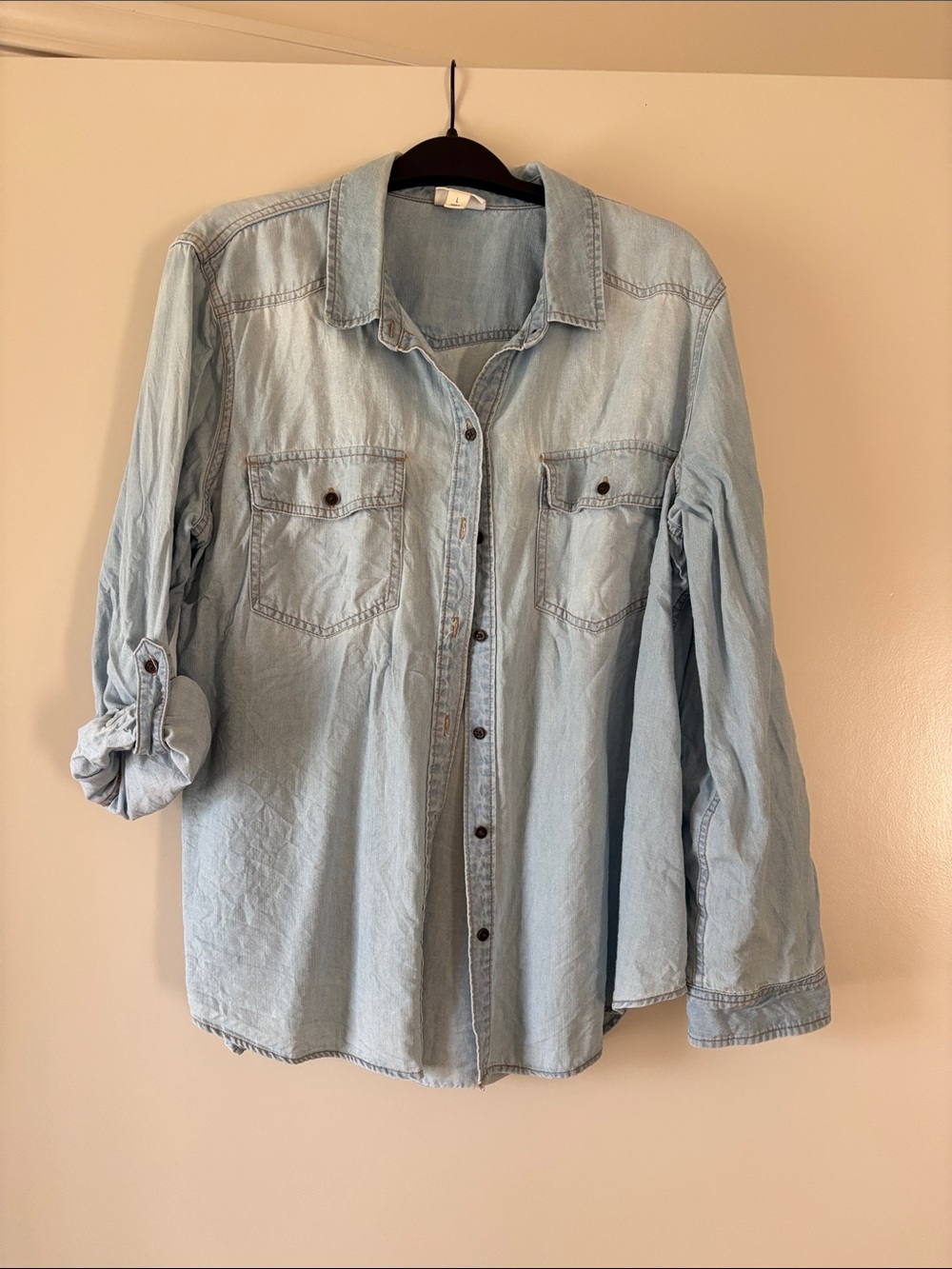 a.n.a Light Blue Denim Button-Down Shirt